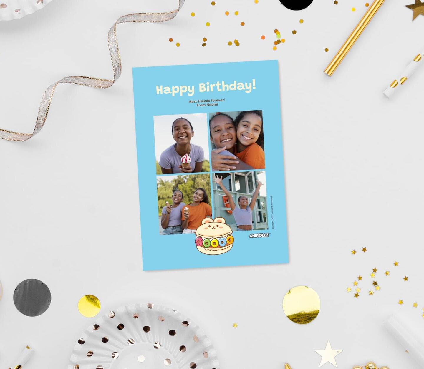 Anirollz® Birthday Cake Bunnyroll Card