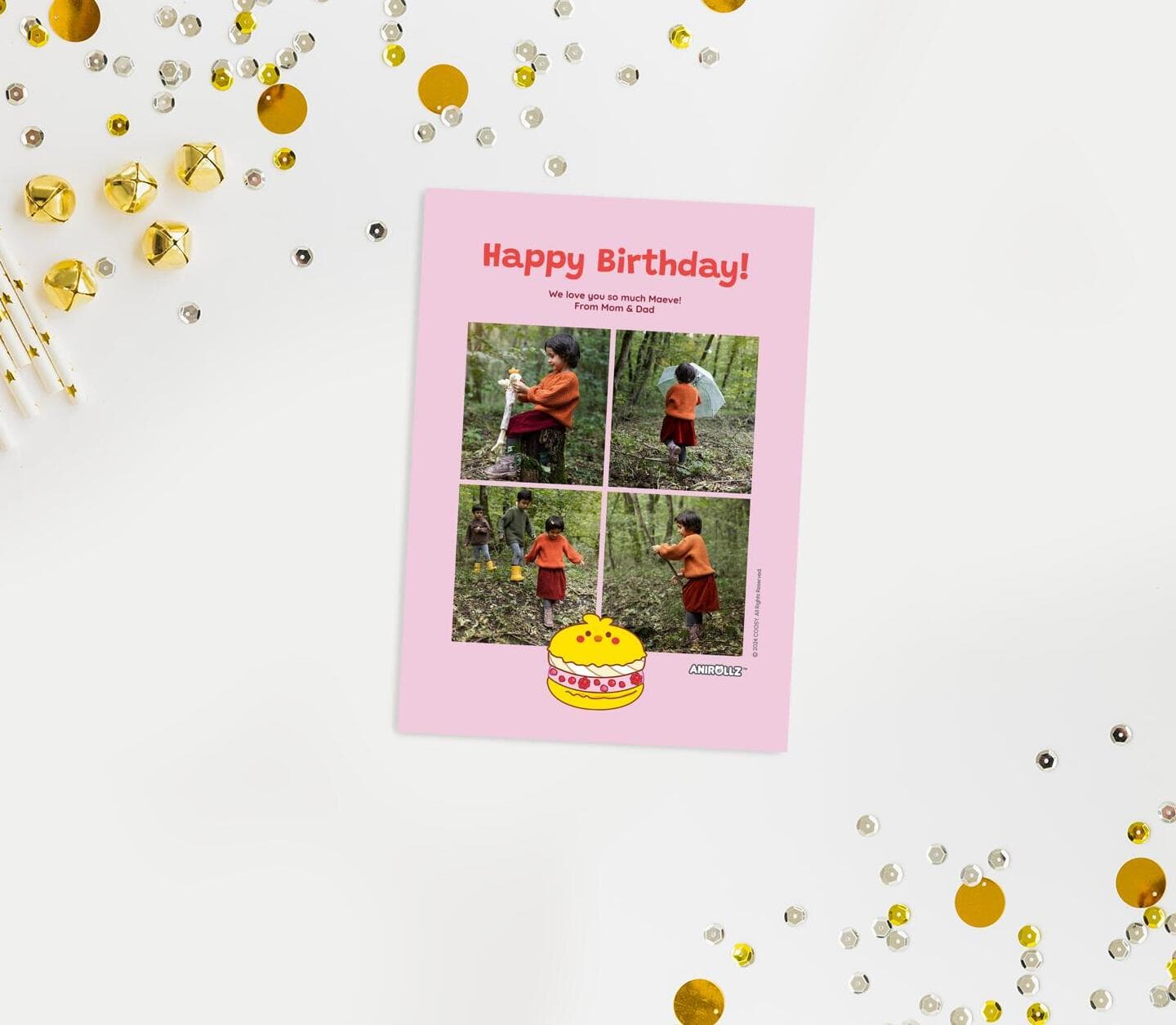 Anirollz® Birthday Cake Chickiroll Card