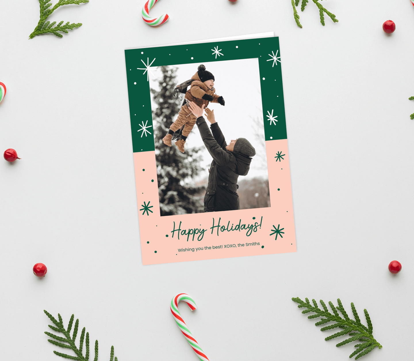 Green Frame Holidays Card