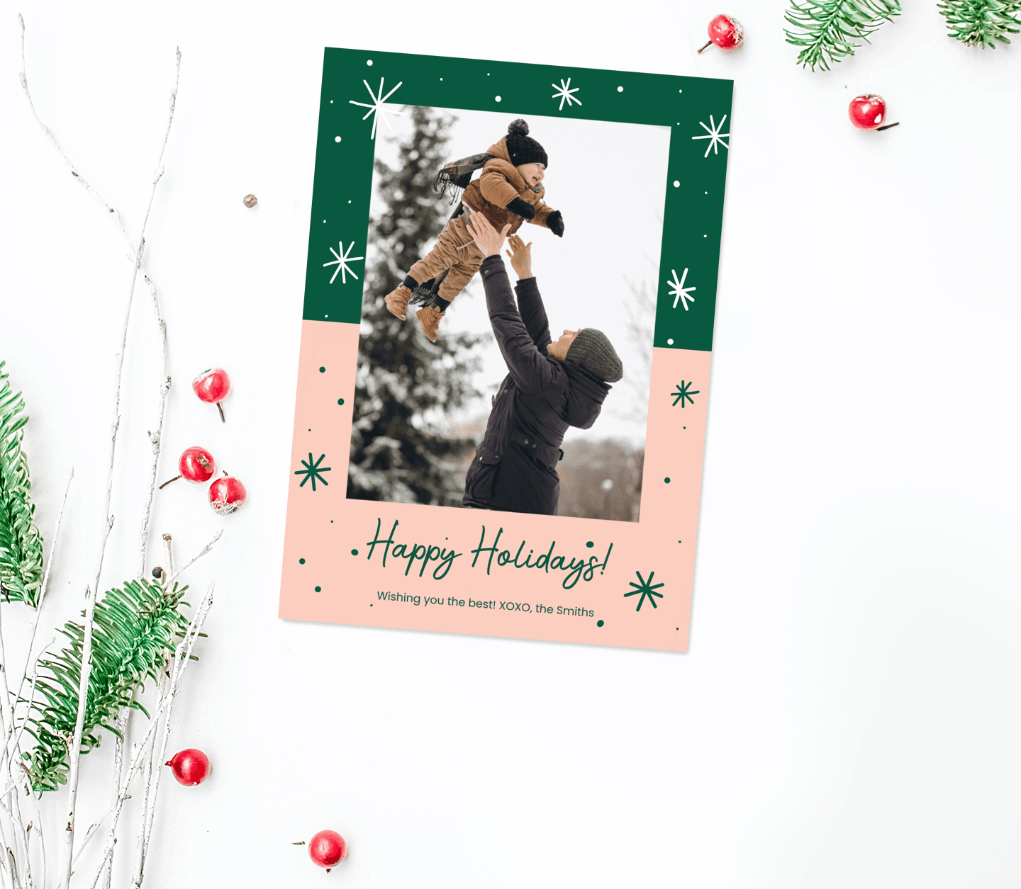 Green Frame Holidays Card