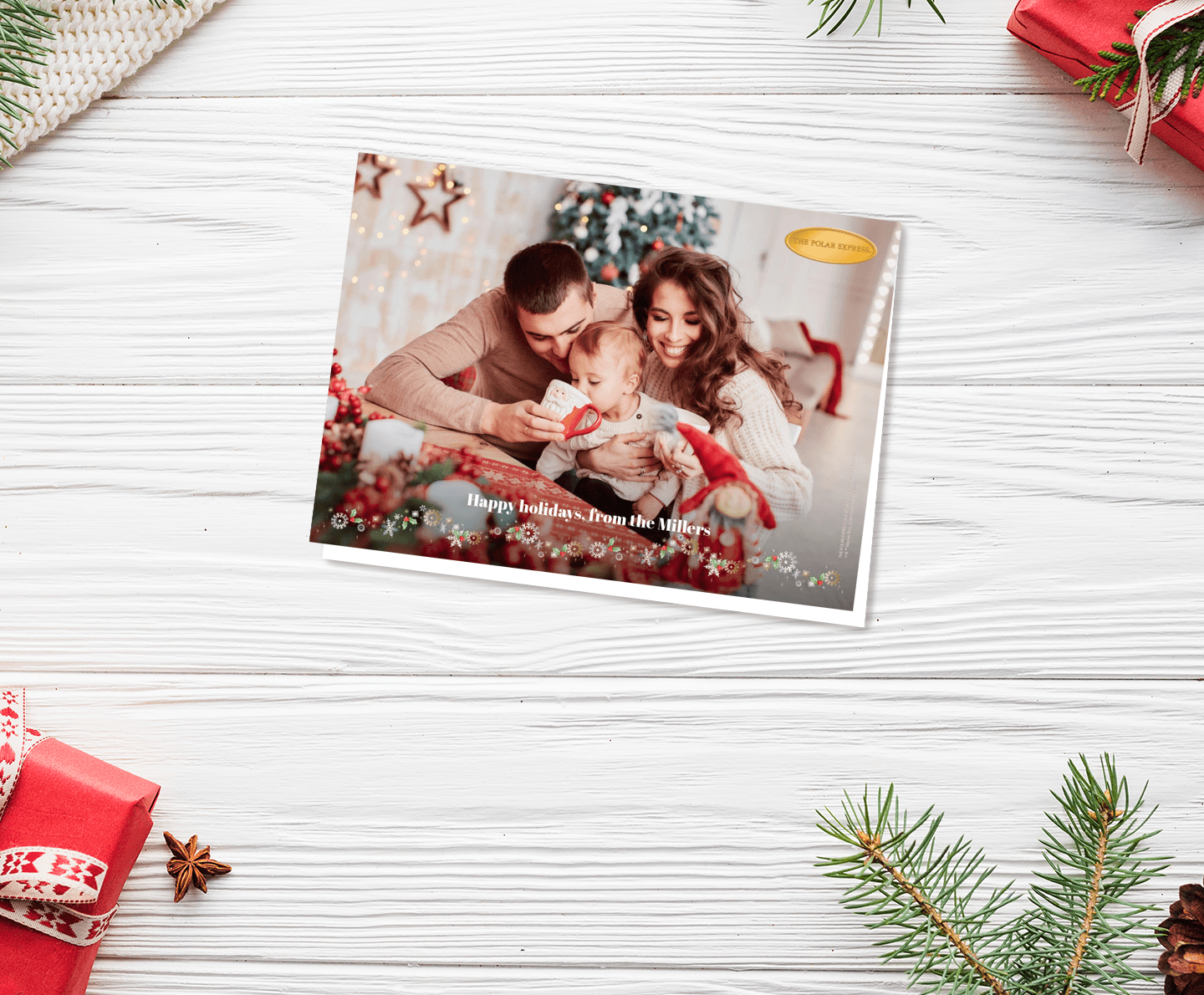 Polar Express™ Christmas Snowflakes Card