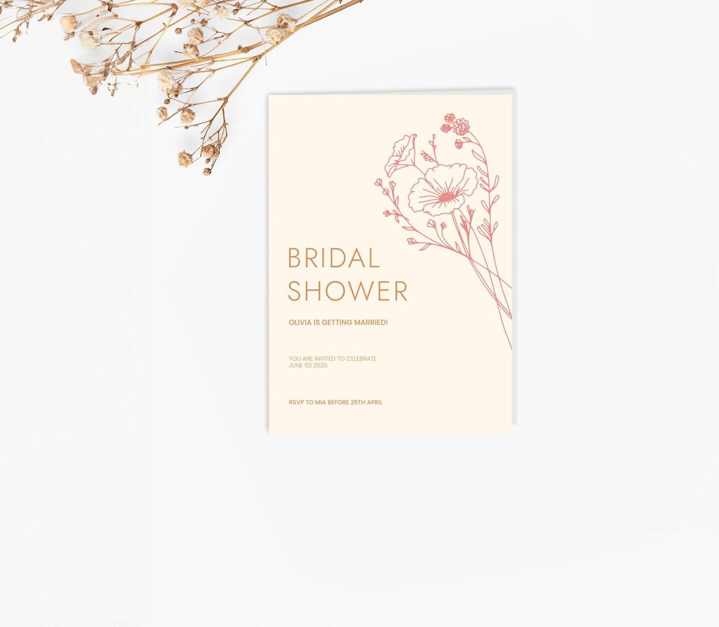 Beige and Pink Flower Card