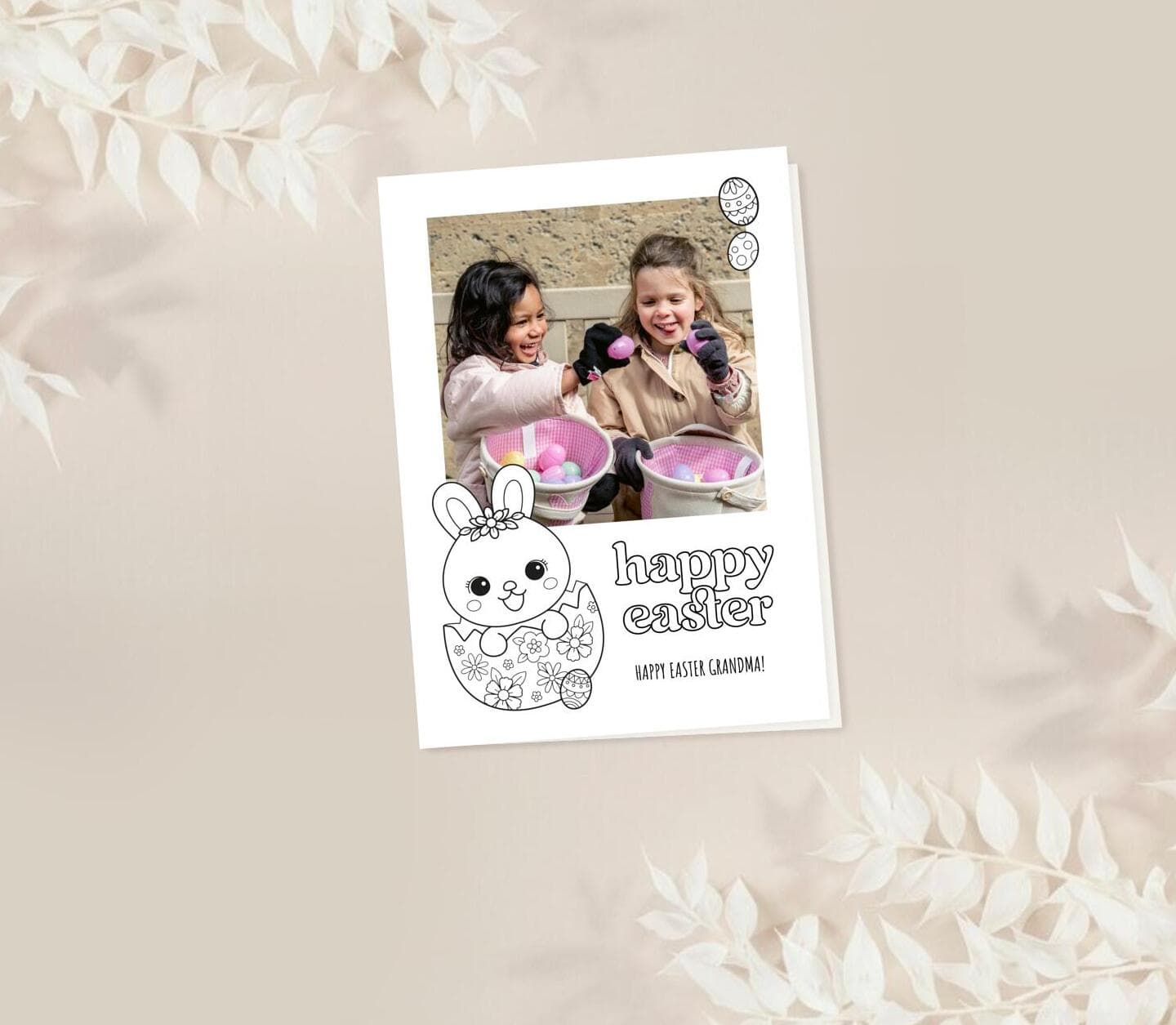 Sweet Bunny Photo Coloring Card