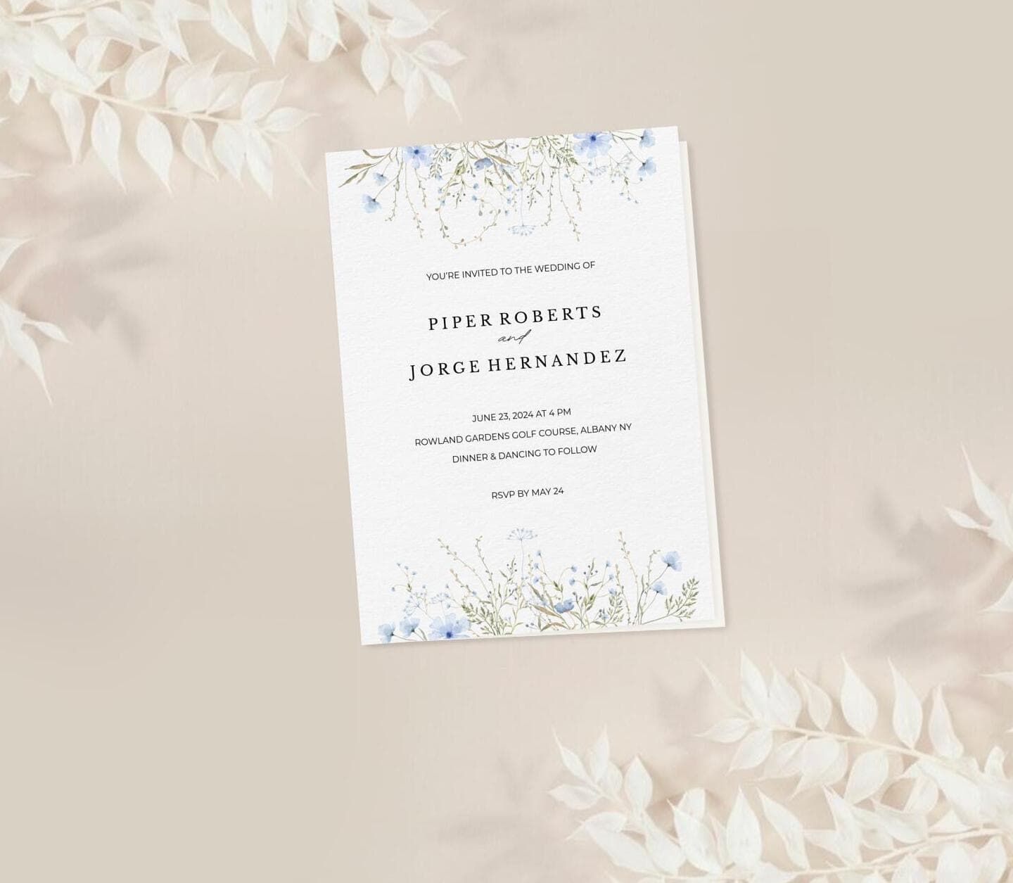 Blue Country Flowers Invitation Card