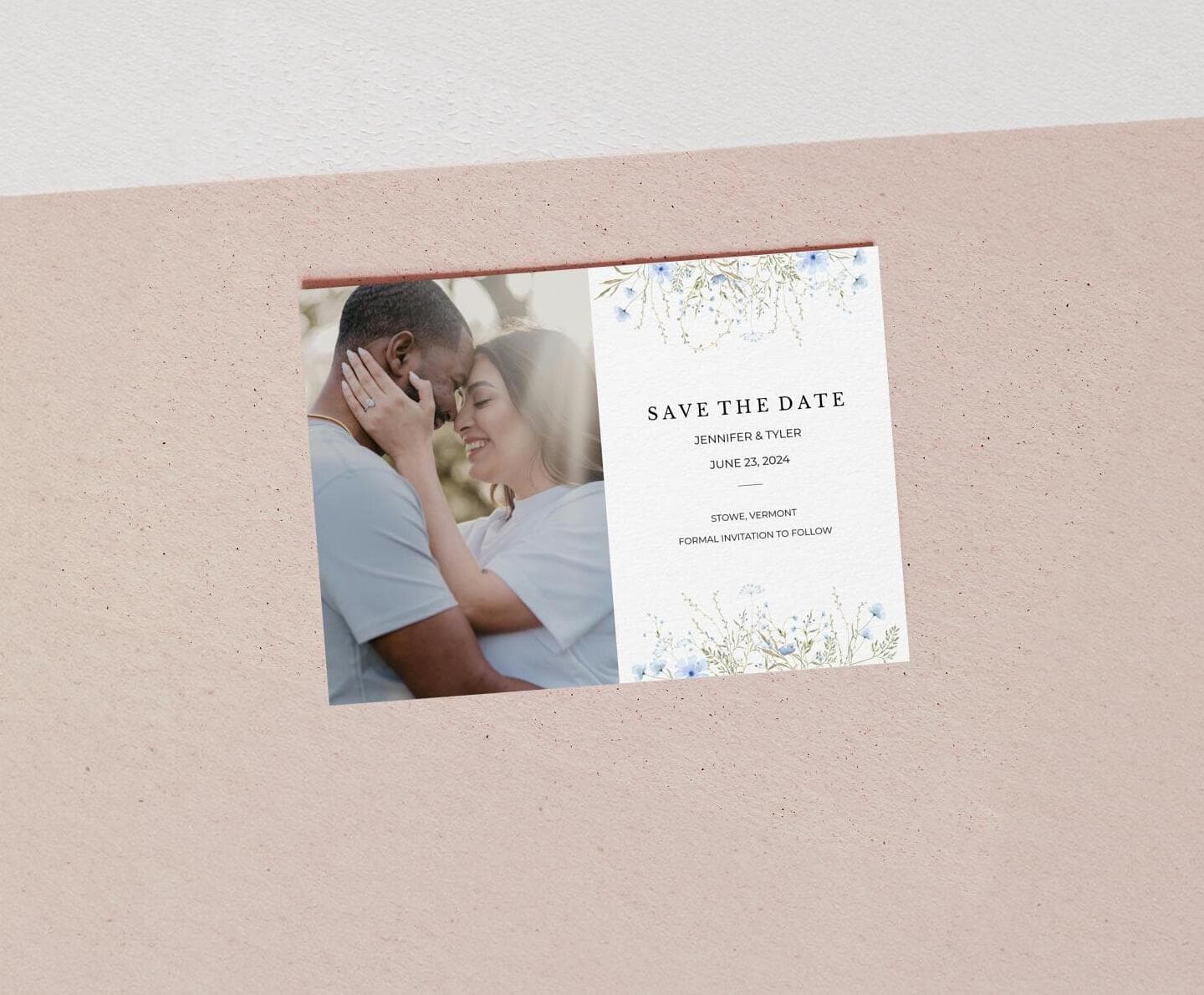 Blue Country Flowers Save The Date Card