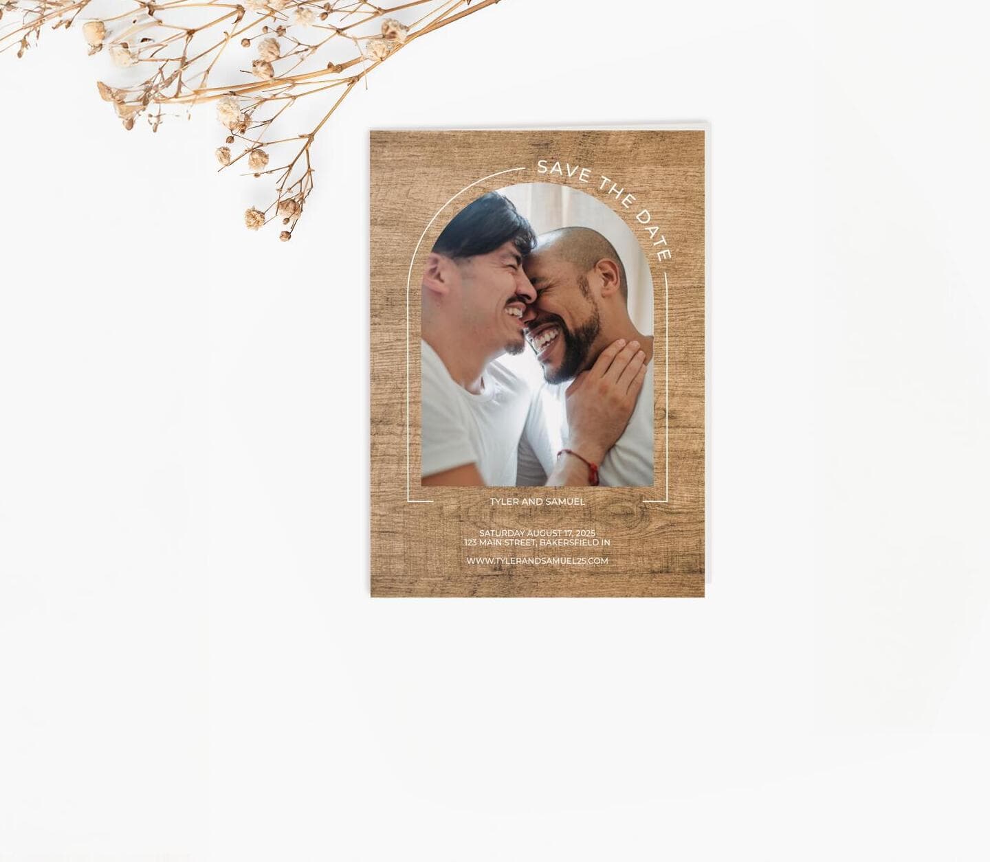 Wooden Arch Save The Date Card