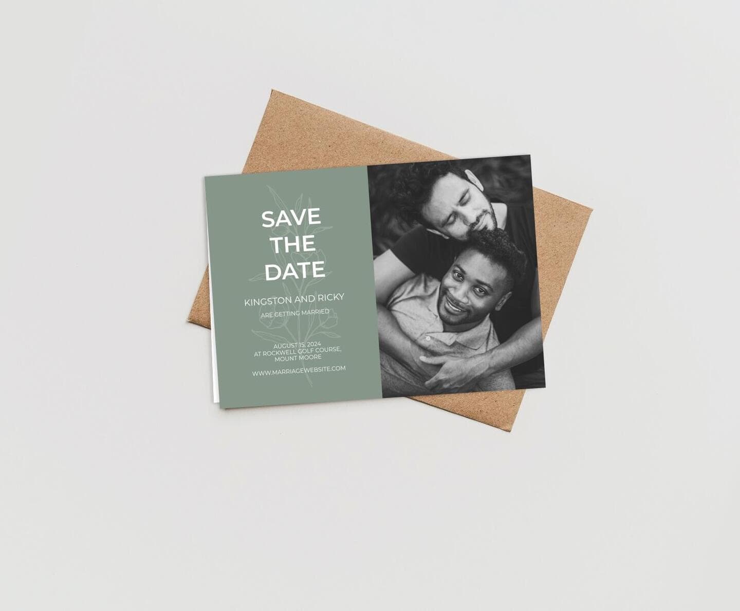 Modern Botanical Save The Date Card