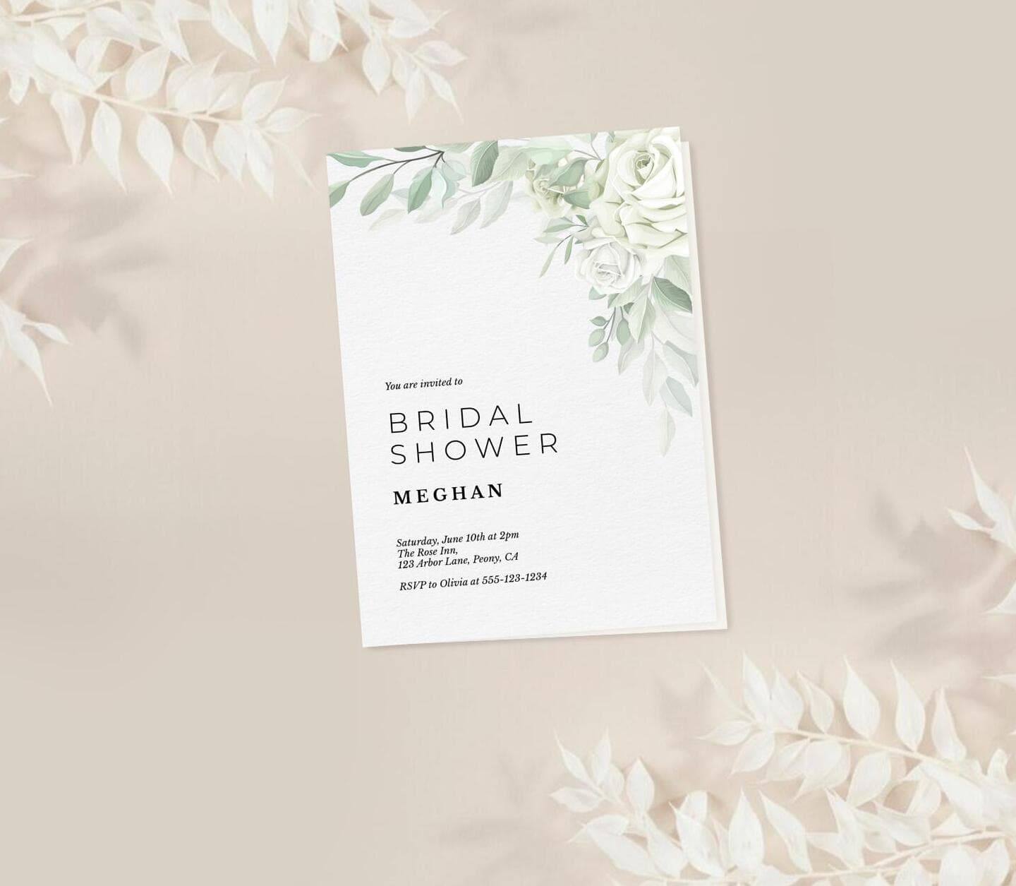 Greenery Watercolor Bridal Shower Card