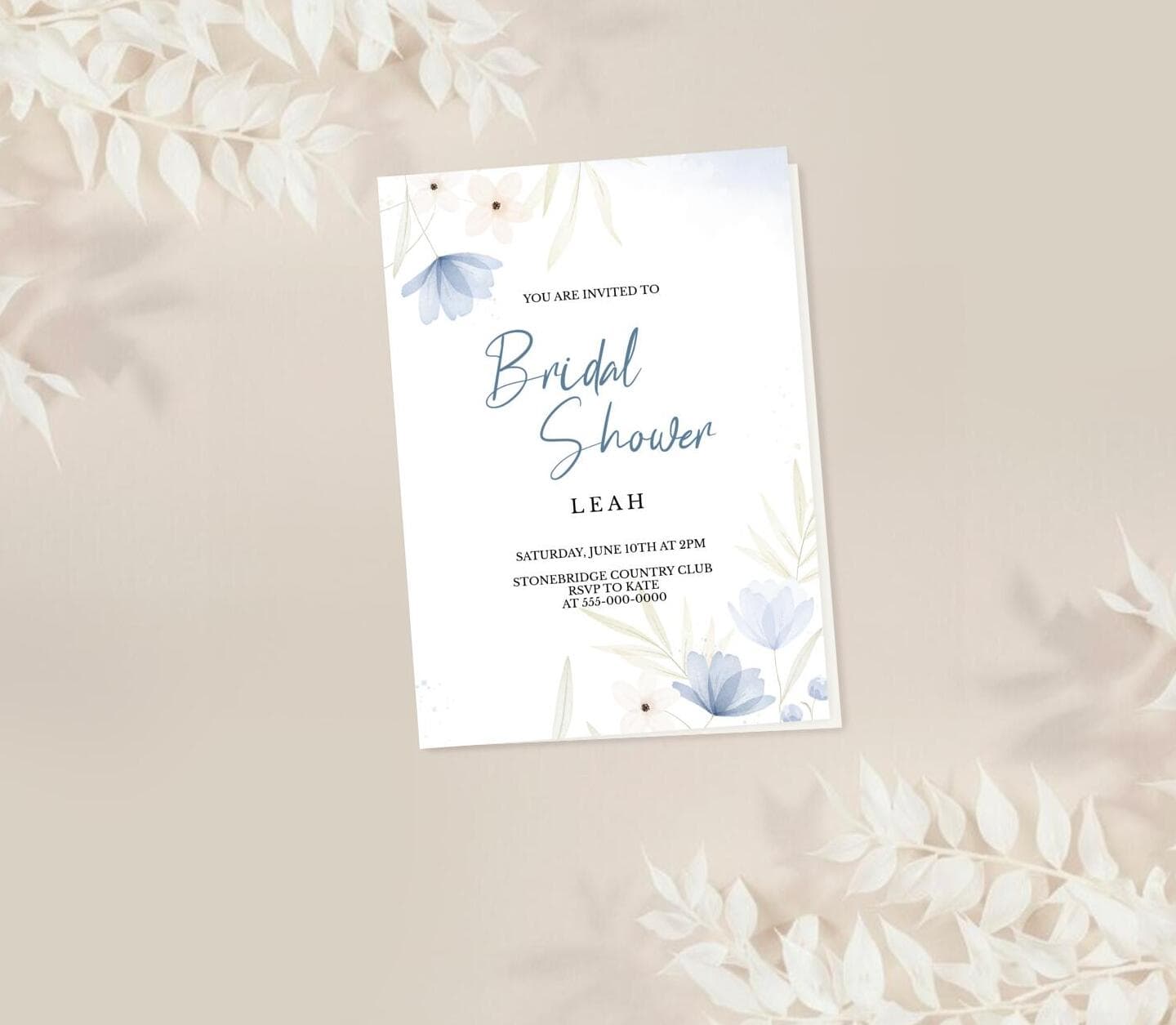 Hand Painted Floral Bridal Shower Card