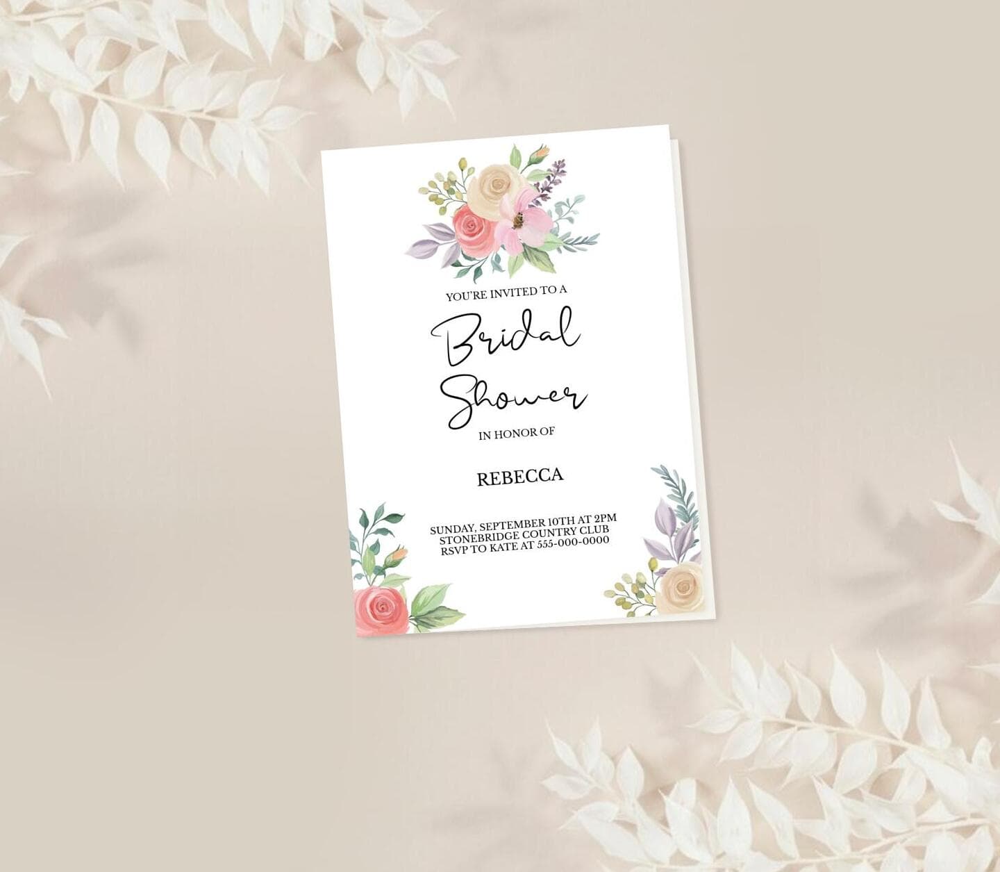 Rose Bouquet Bridal Shower Card