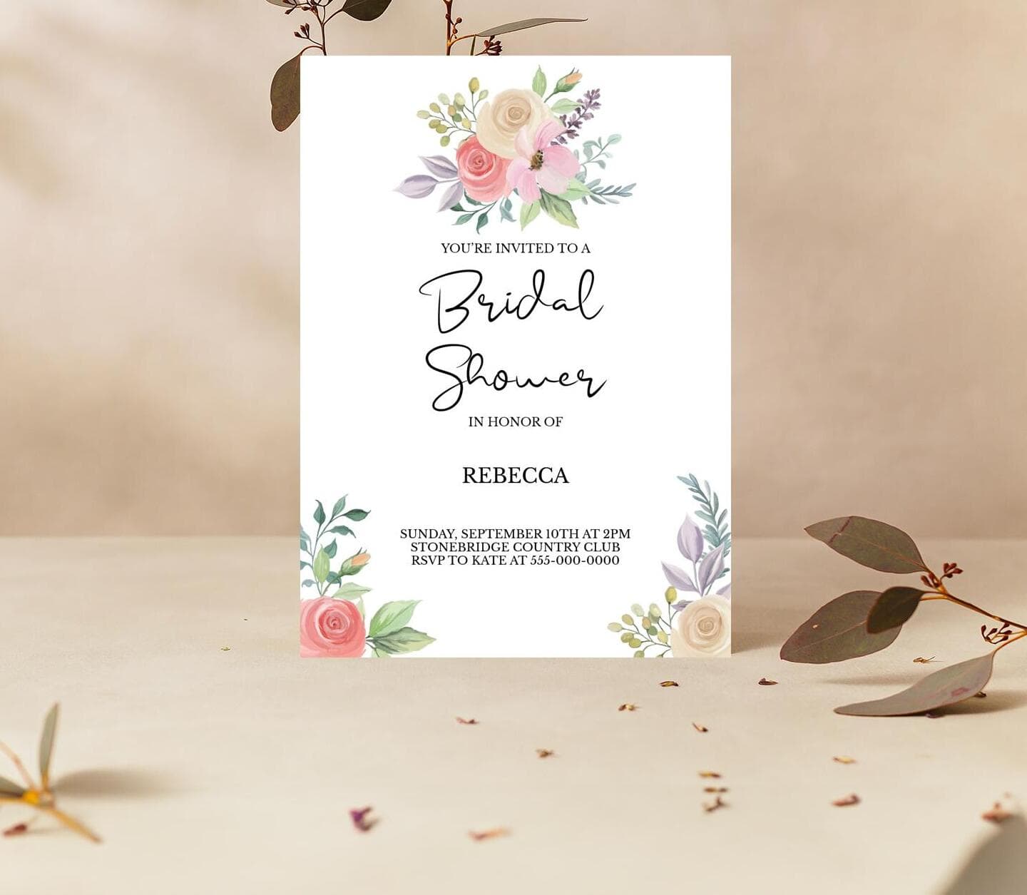 Rose Bouquet Bridal Shower Card