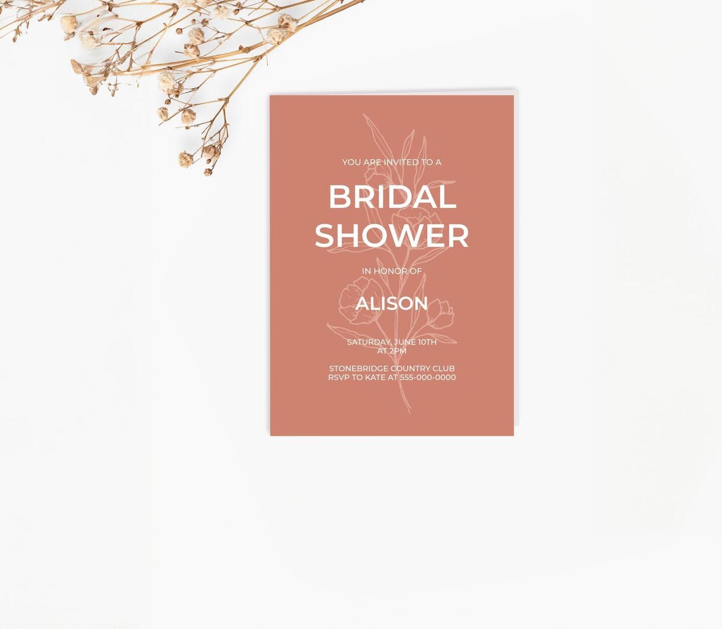 Terracotta Minimalist Bridal Shower Card