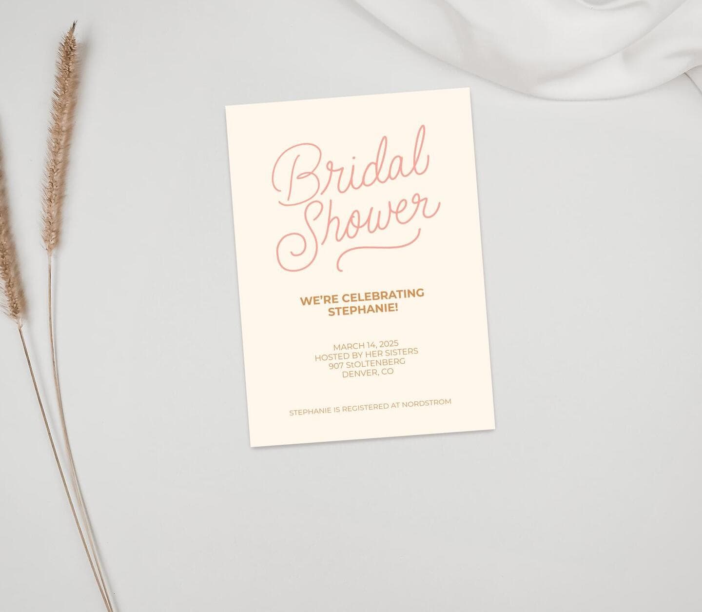 Pink Lettering Bridal Shower Card