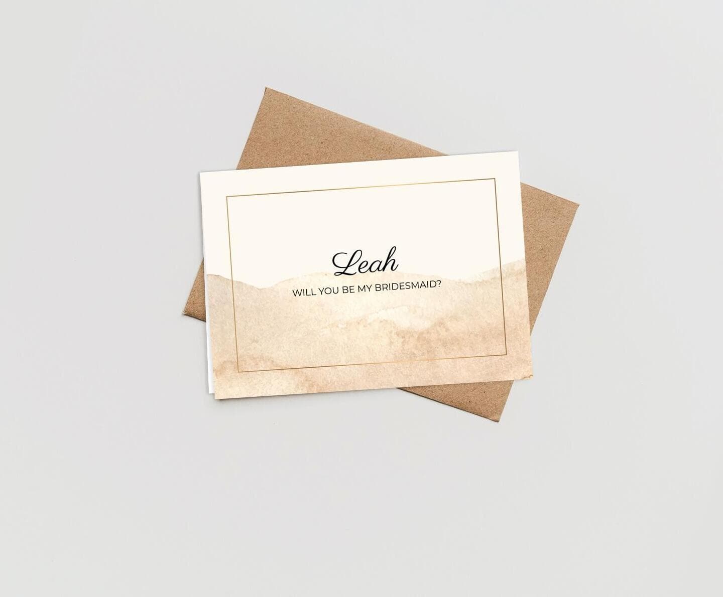 Lettering Watercolor Bridesmaid Card