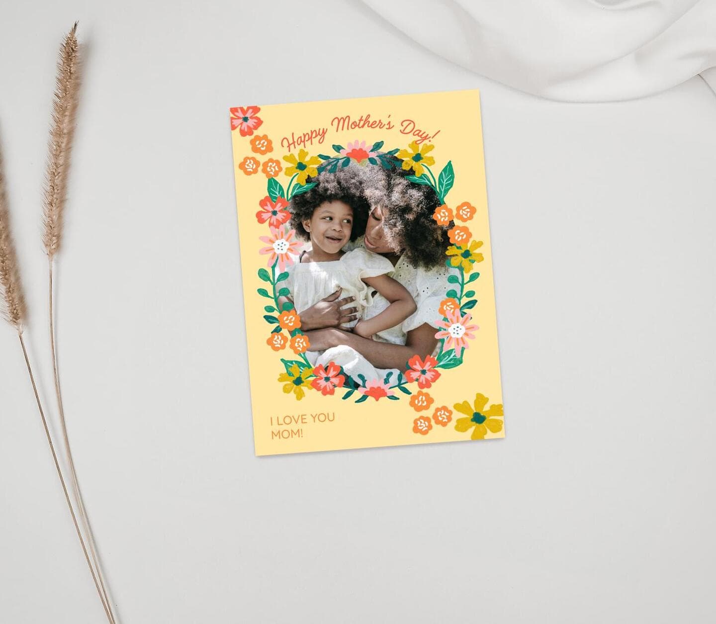 Flowery Spring Oval Frame Card