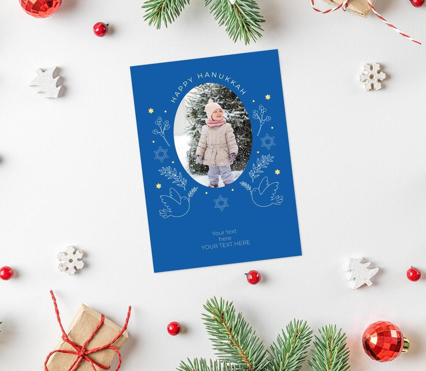 Blue Happy Hanukkah Card