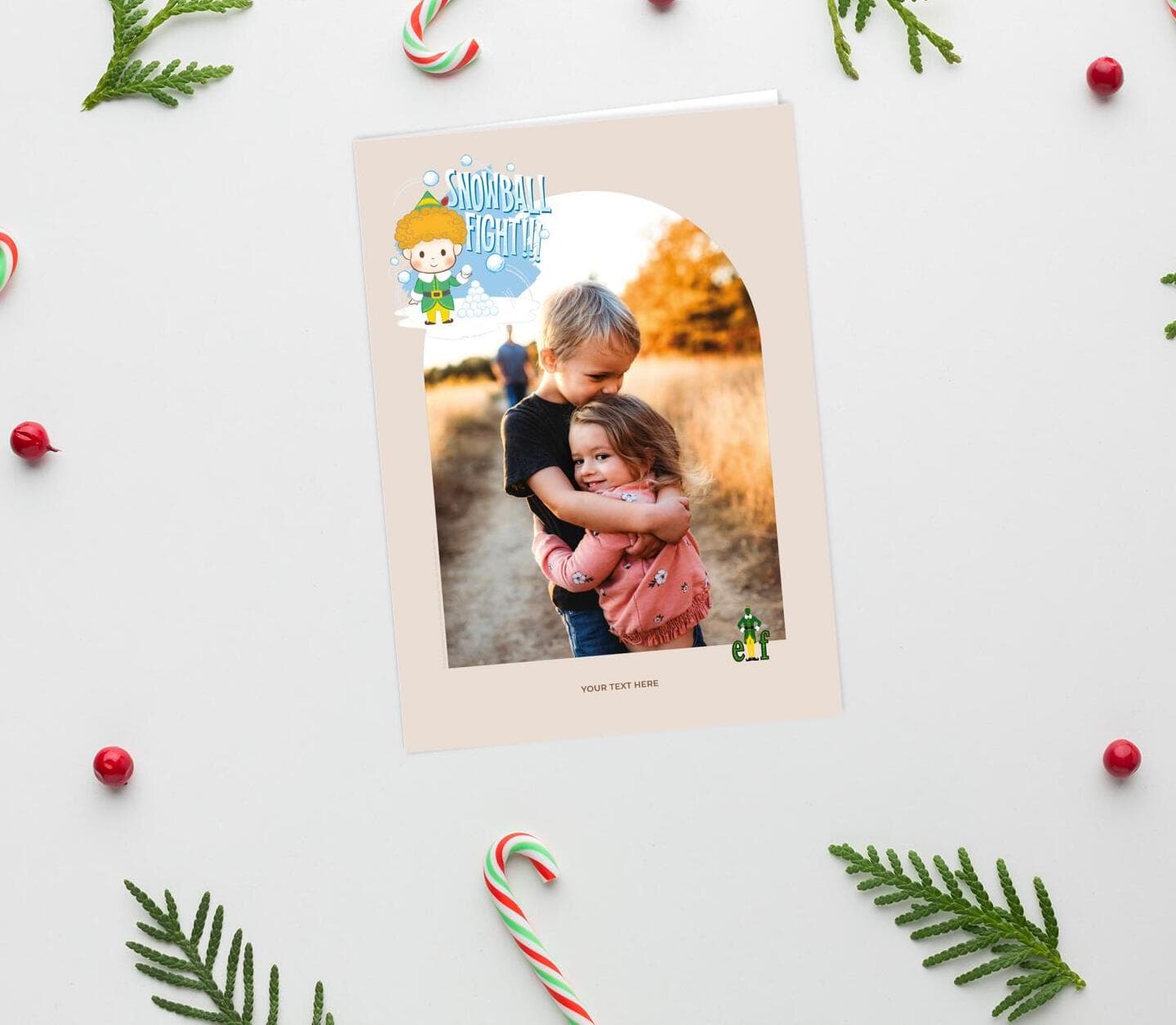 Elf™ Snowball Fight Beige Card