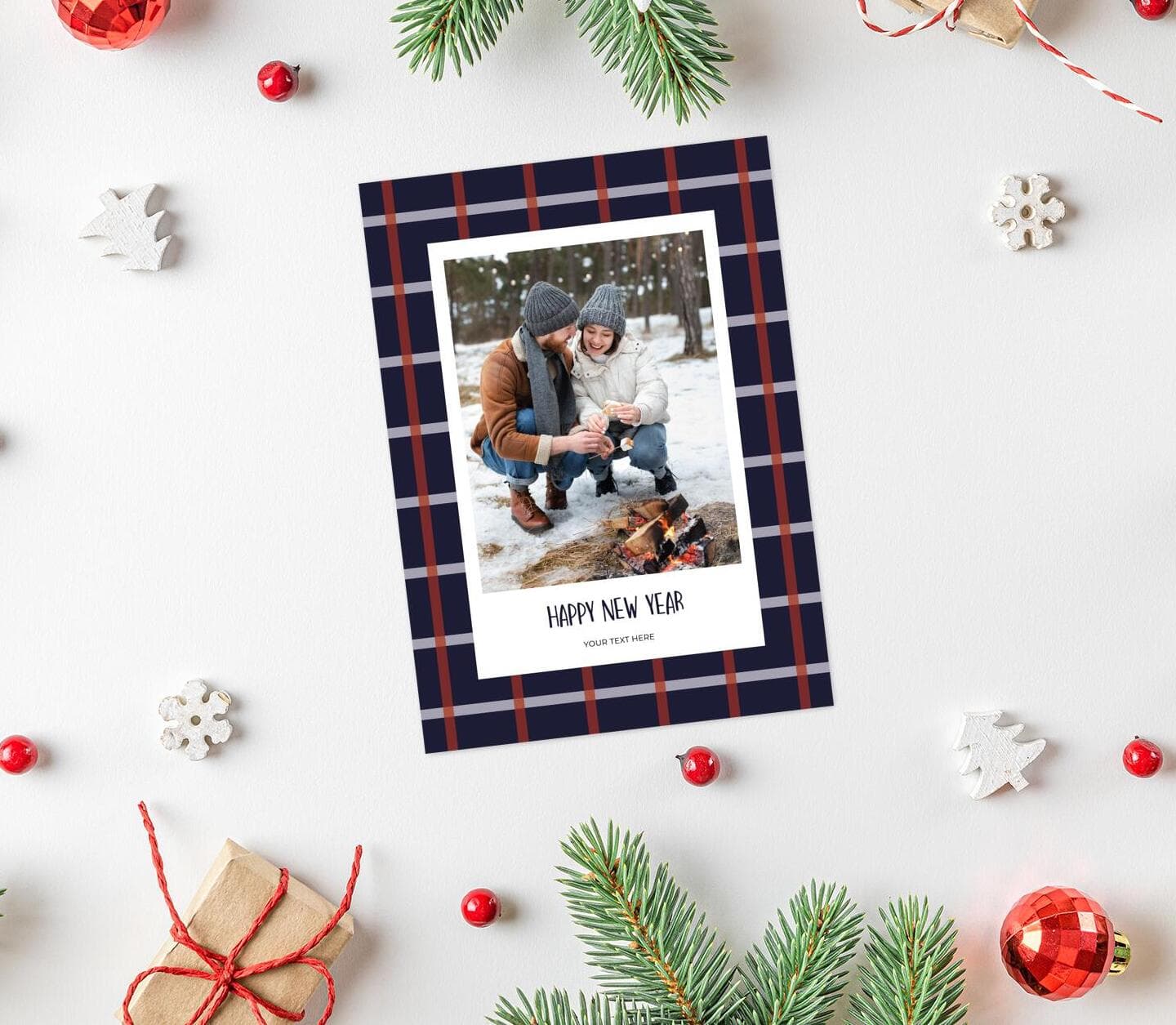 New Year Tartan Pattern Card