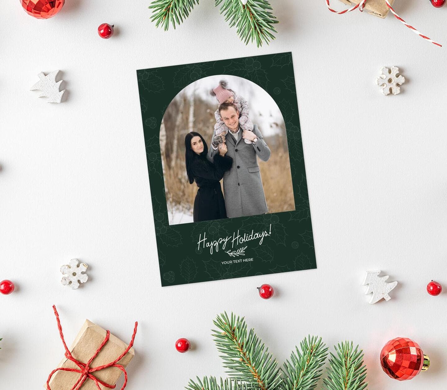 Green Mistletoe Card