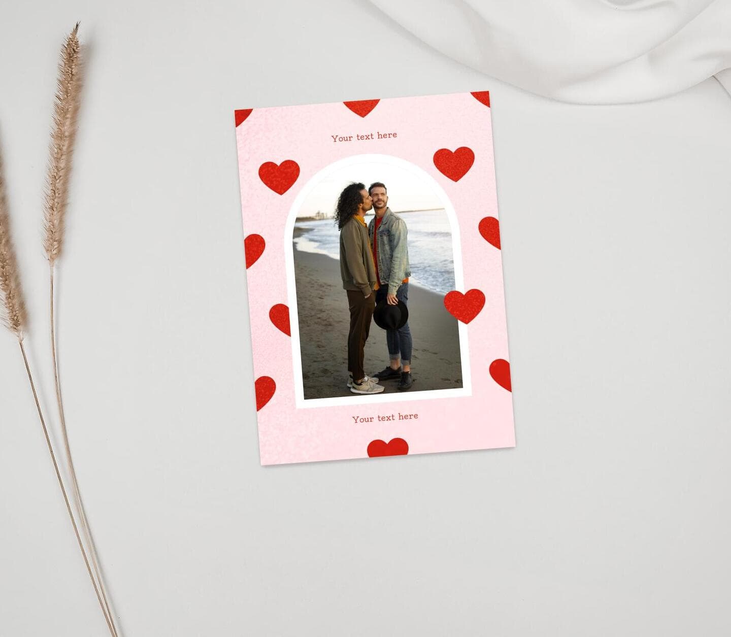 Red Hearts Pattern Card