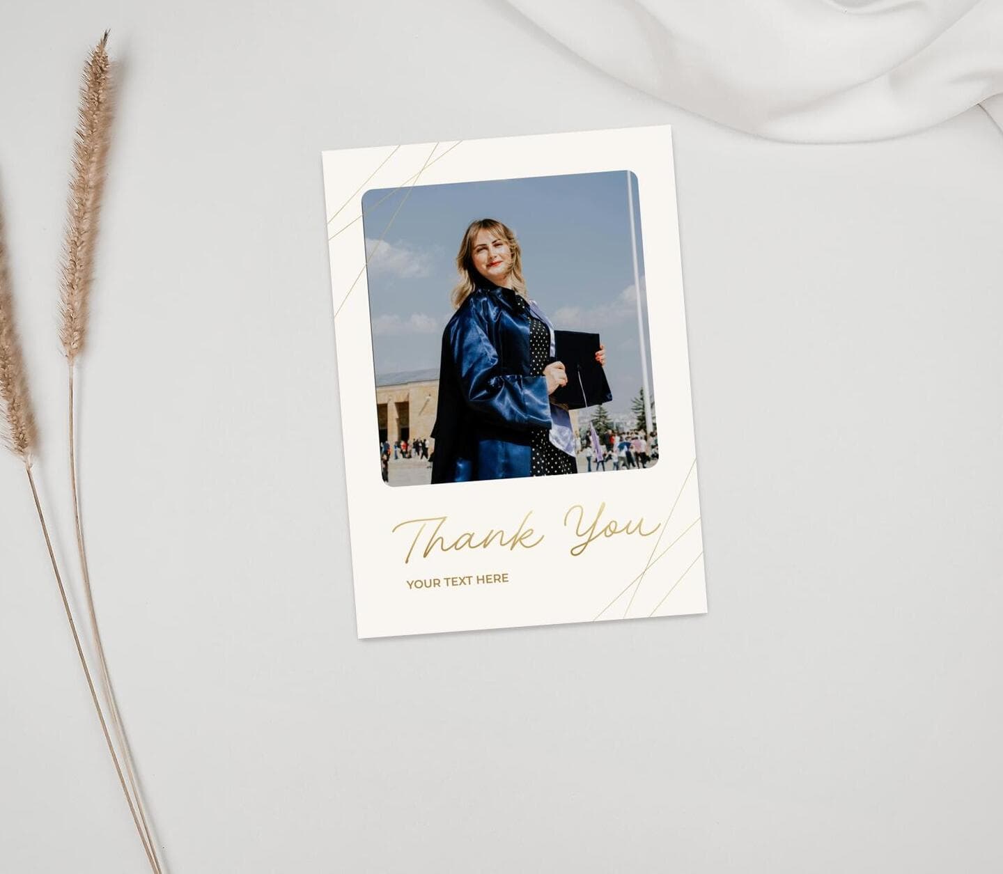 Golden Lines Thank You Card Card