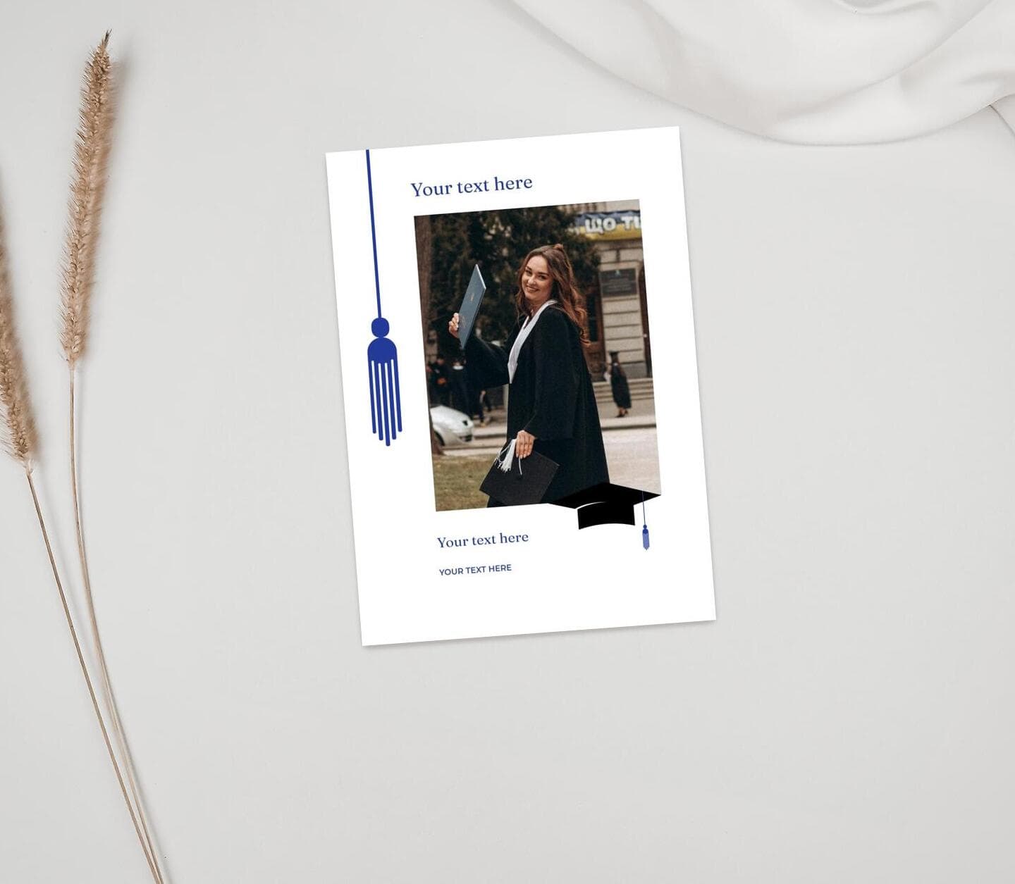 Blue Tassel Announcement Card