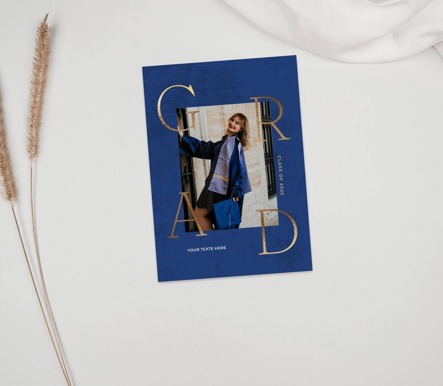 Blue & Gold Announcement Card