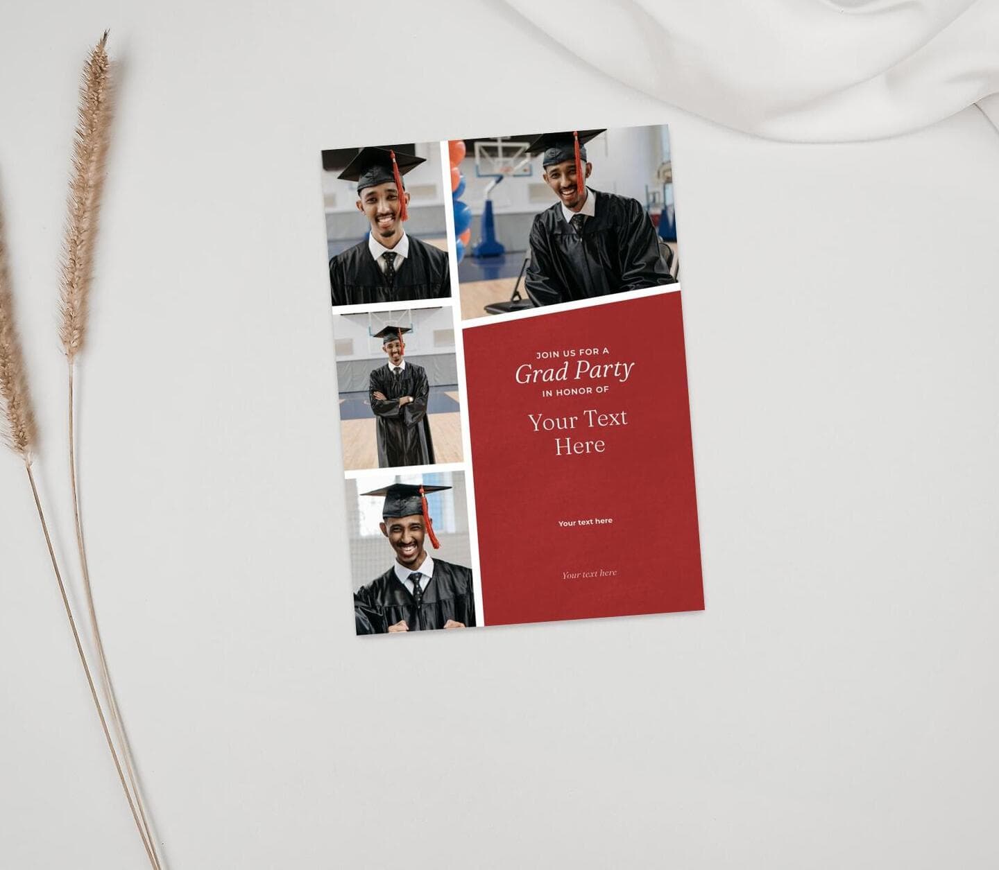 Red Multi-Square Invitation Card