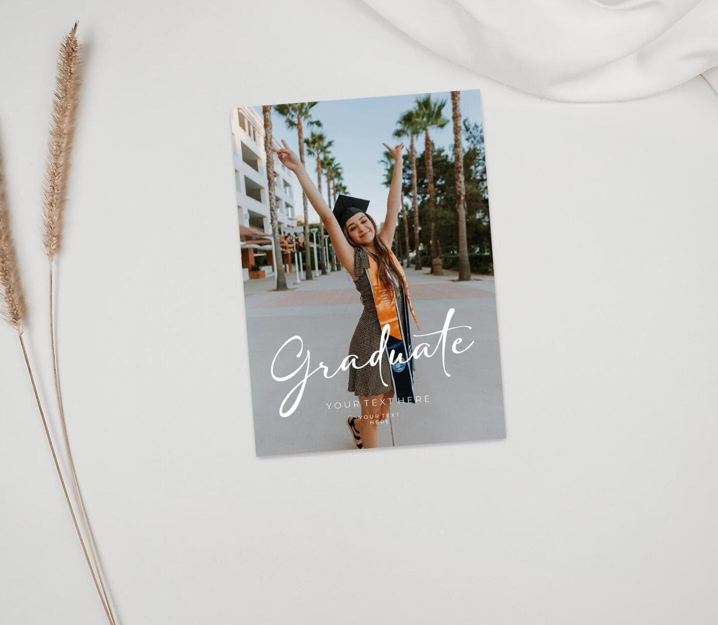 White Calligraphy Announcement Card