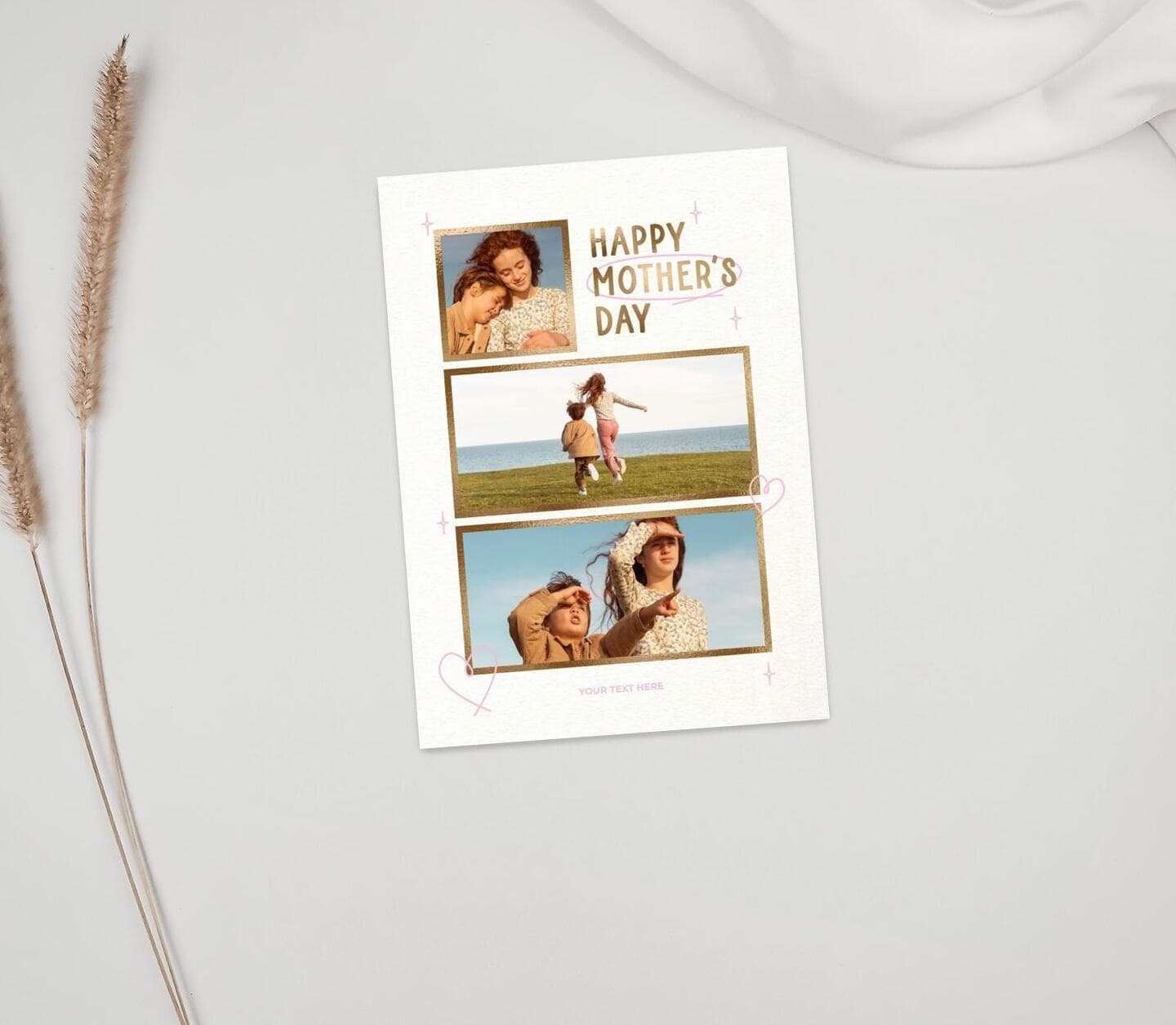 Golden And Pink Multiphoto Card