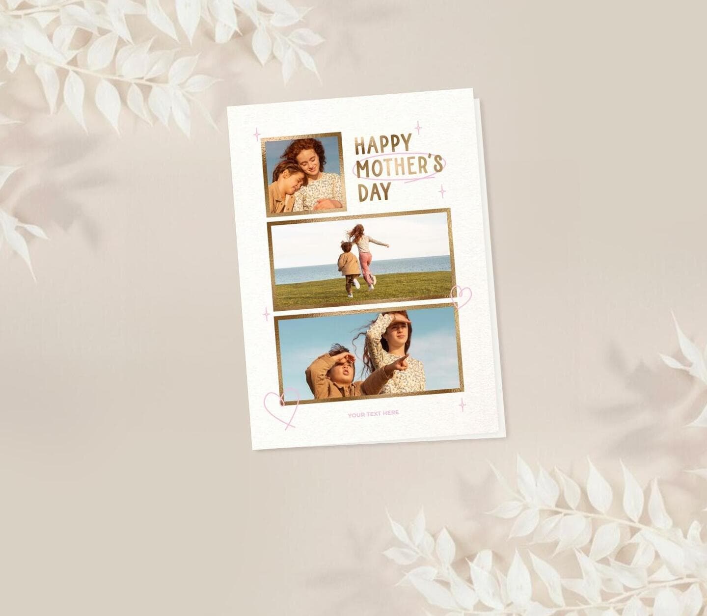 Golden And Pink Multiphoto Card