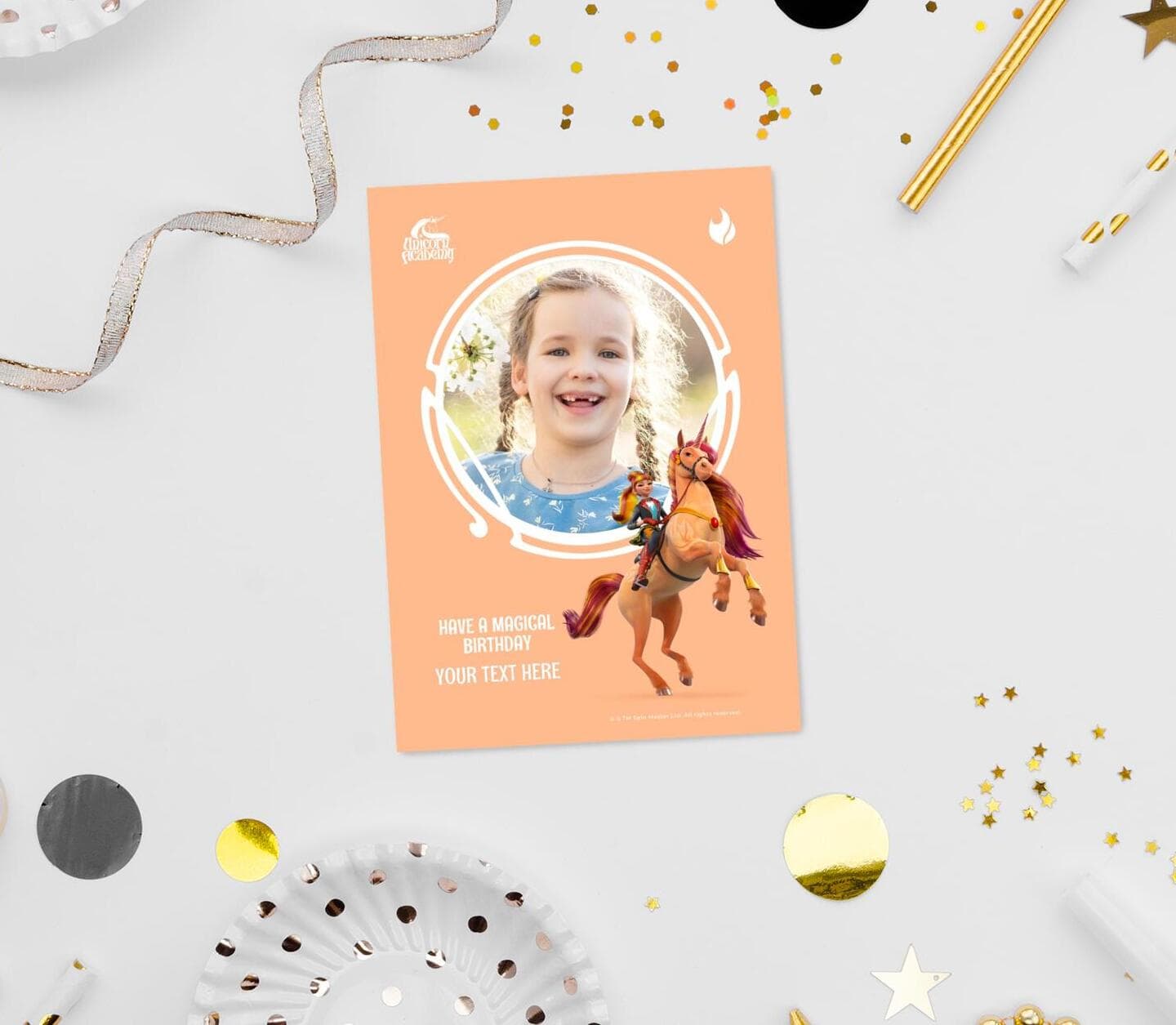 Unicorn Academy™ Valentina And Cinder Birthday Photo Card