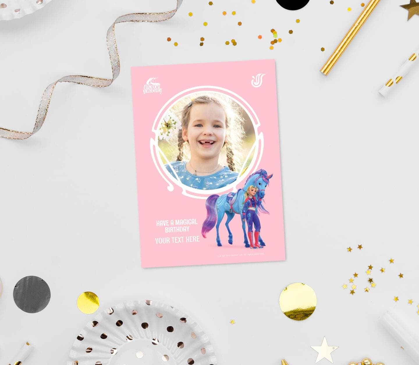 Unicorn Academy™ Isabel And River Birthday Photo Card