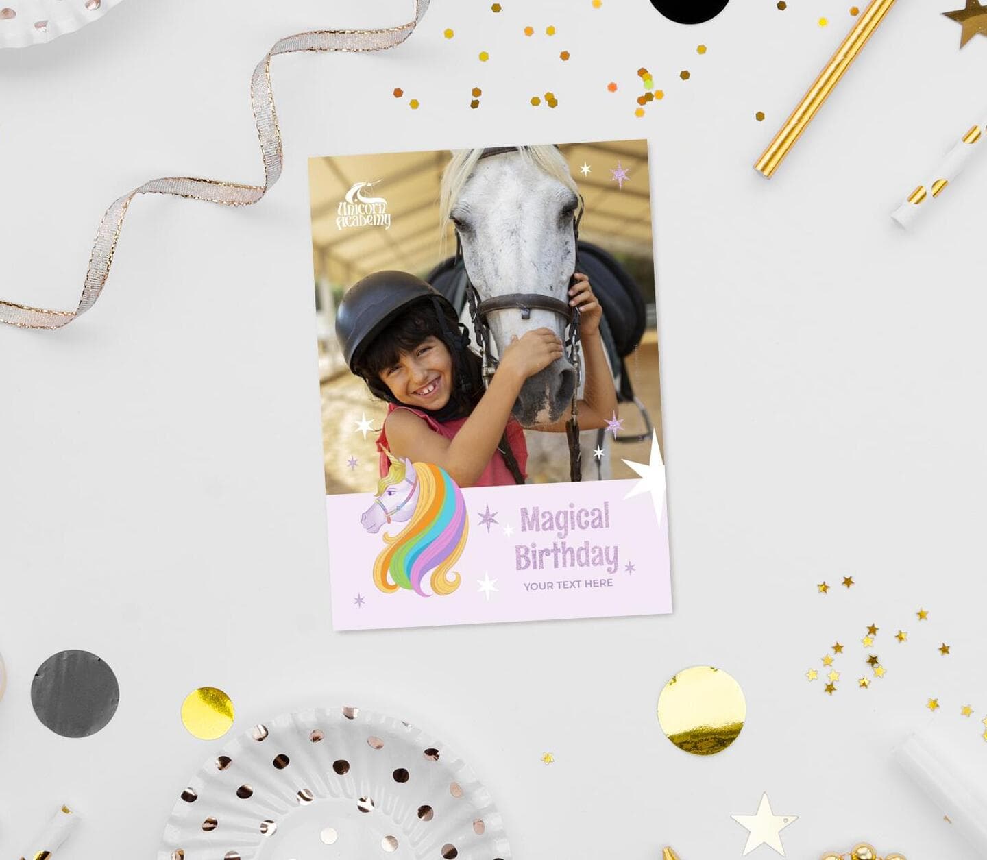 Unicorn Academy™ Magical Birthday Photo Card