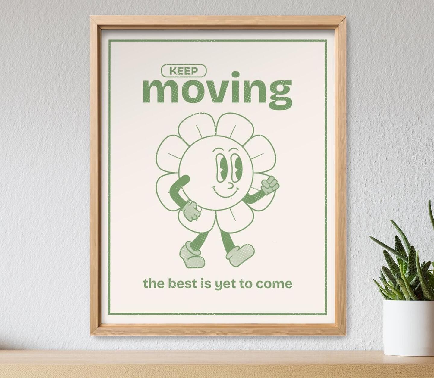 Green Retro Cartoon Quote Poster