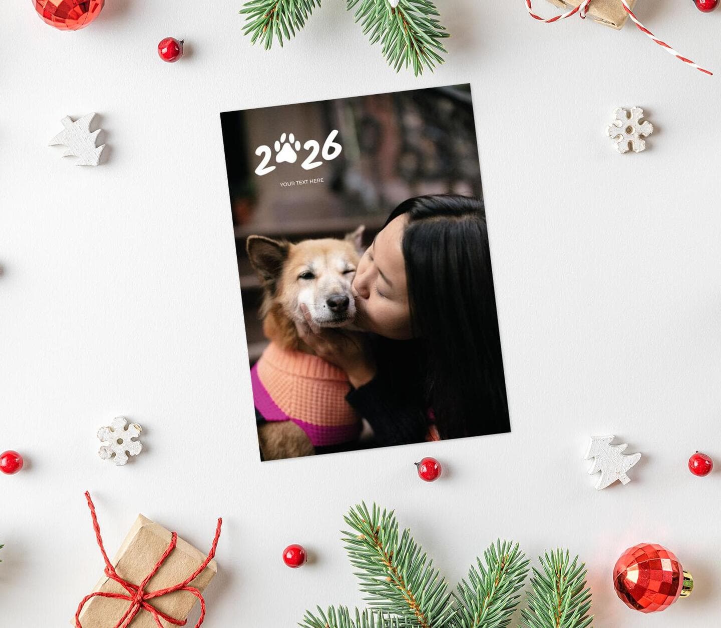 Pets New Year White Card
