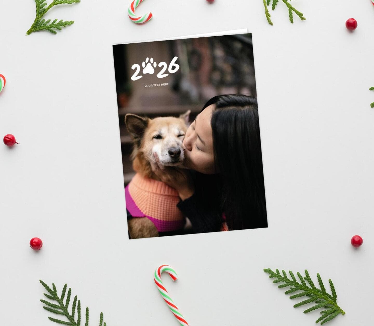 Pets New Year White Card