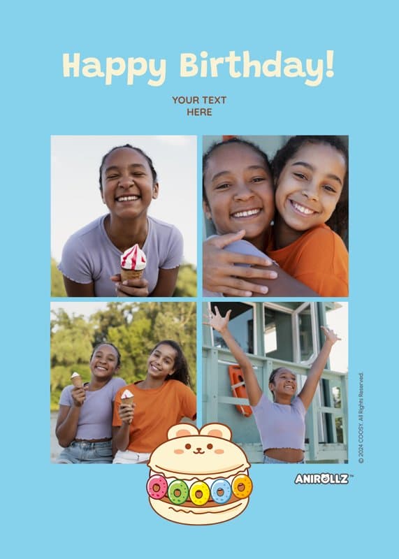 Anirollz® Birthday Cake Bunnyroll Card