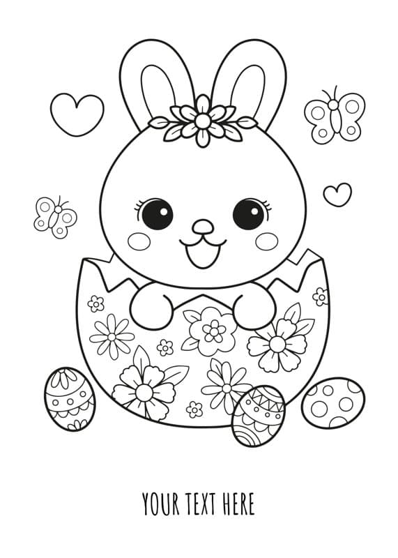 Happy Easter Bunny Coloring Card