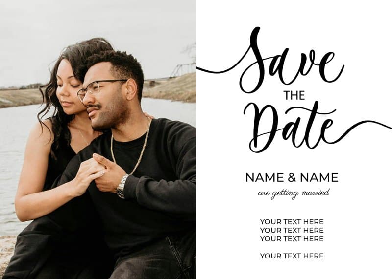 Calligraphy Photo Save The Date Card