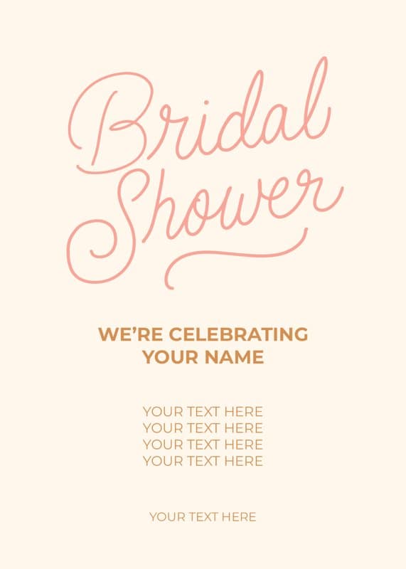 Pink Lettering Bridal Shower Card