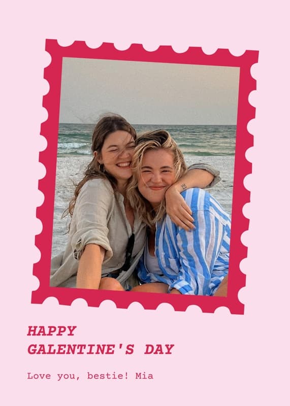 Galentine Photo Stamp Card