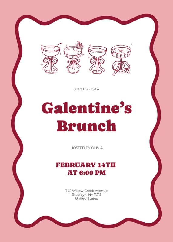 Galentine Invitation Wavy Card