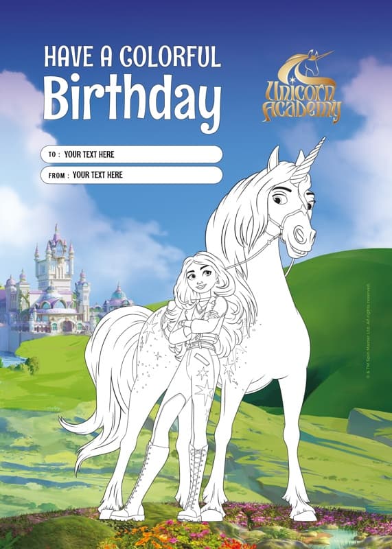 Unicorn Academy™ Sophia And Wildstar Coloring Card Card
