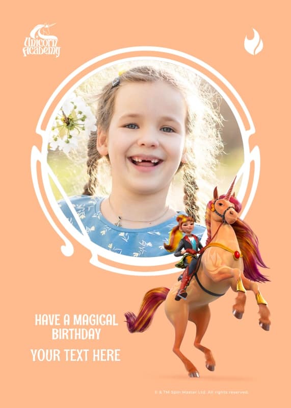 Unicorn Academy™ Valentina And Cinder Birthday Photo Card