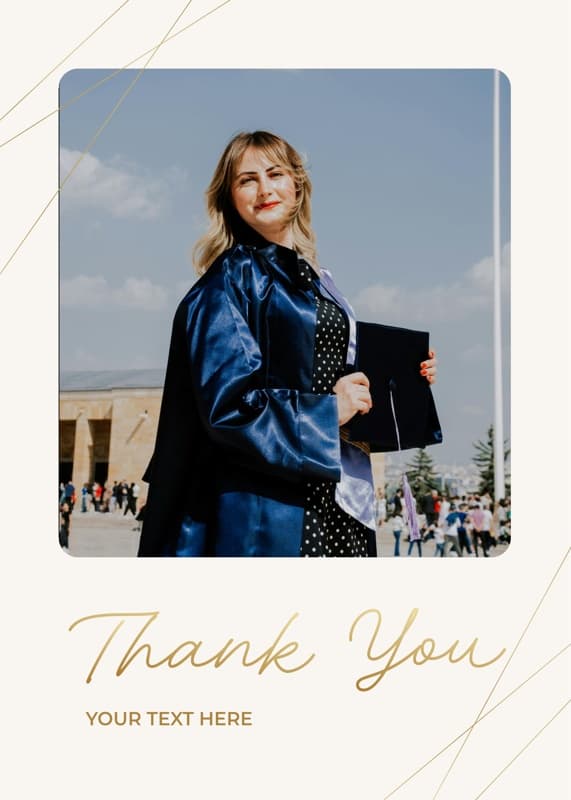 Golden Lines Thank You Card Card