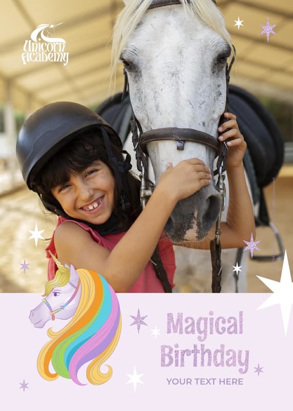 Unicorn Academy™ Magical Birthday Photo Card