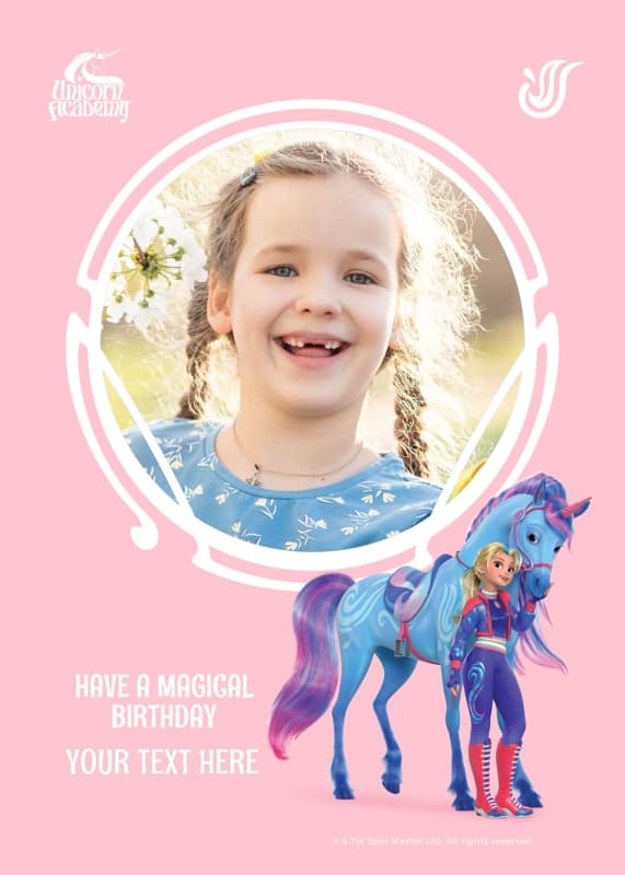 Unicorn Academy™ Isabel And River Birthday Photo Card