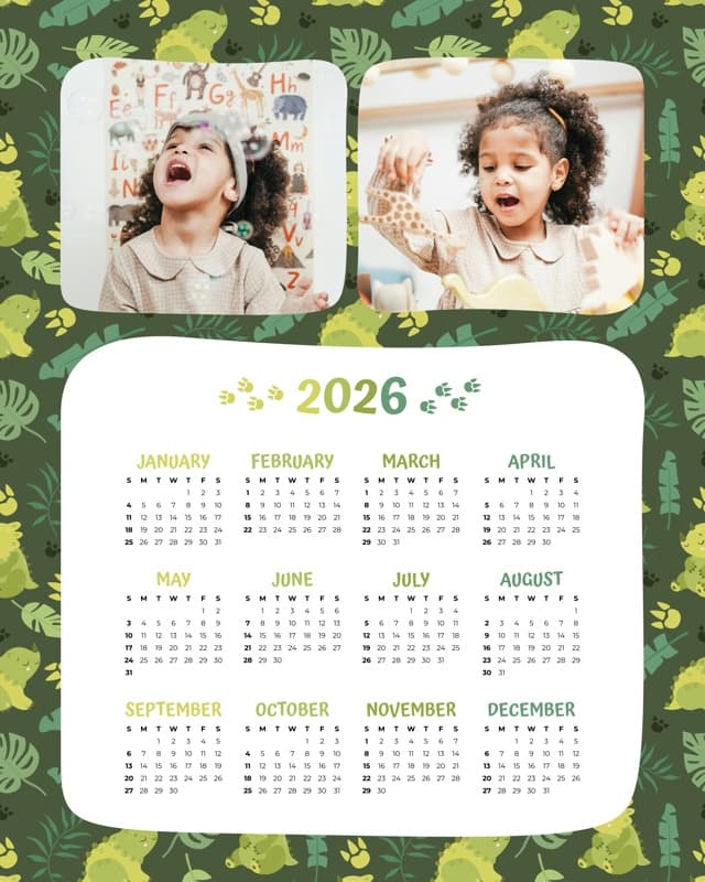 Dino Calendar Poster