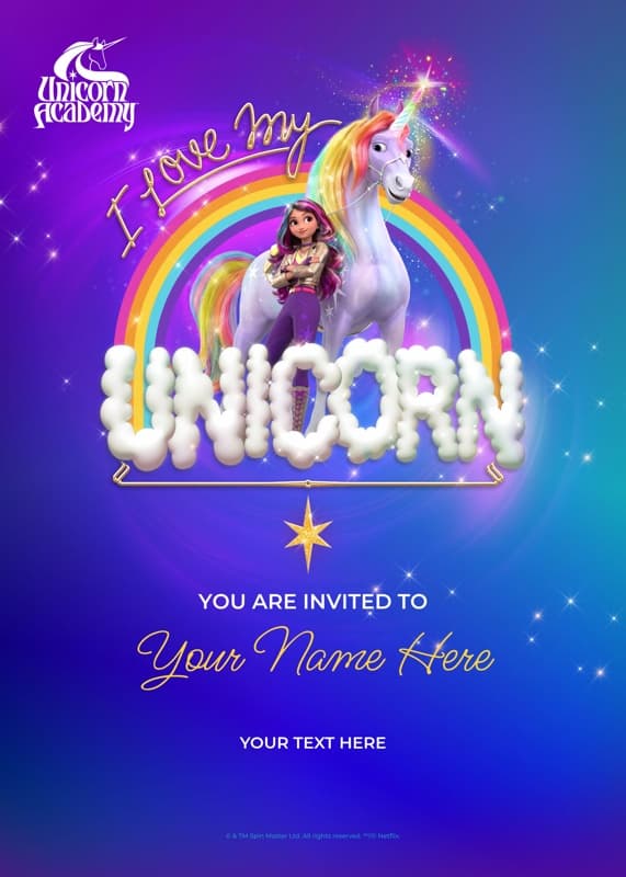Unicorn Academy™ I Love My Unicorn Invitation Card